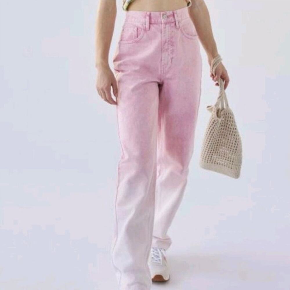 BDG Urban Outfitters High Rise Baggy Jeans Pink Ombre size 25